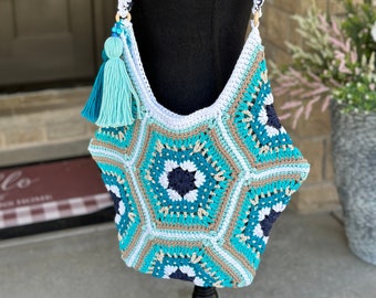 Georgine Hexi Bag Crochet Pattern, Crochet Tote Pattern, Crochet Purse, Crochet Diaper Bag, Confident Beginner Crochet Pattern, Crochet Tote