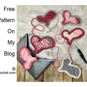 Wonky Heart Applique Crochet PDF Digital Download, Crochet Heart Pattern, Crochet Valentine's Day, Heart Applique, Valentine Gift, Love gift image 1