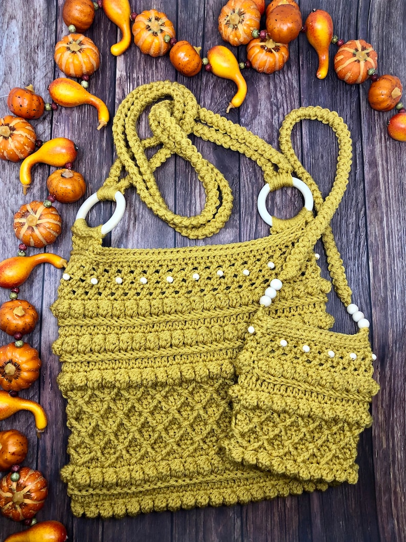 Boho Beaded Cross Body Crochet Purse Pattern, Crochet Purse PDF, Mommy & Me Purse, Crochet Cross Body Purse, Cross Body Bag, Boho Purse image 5