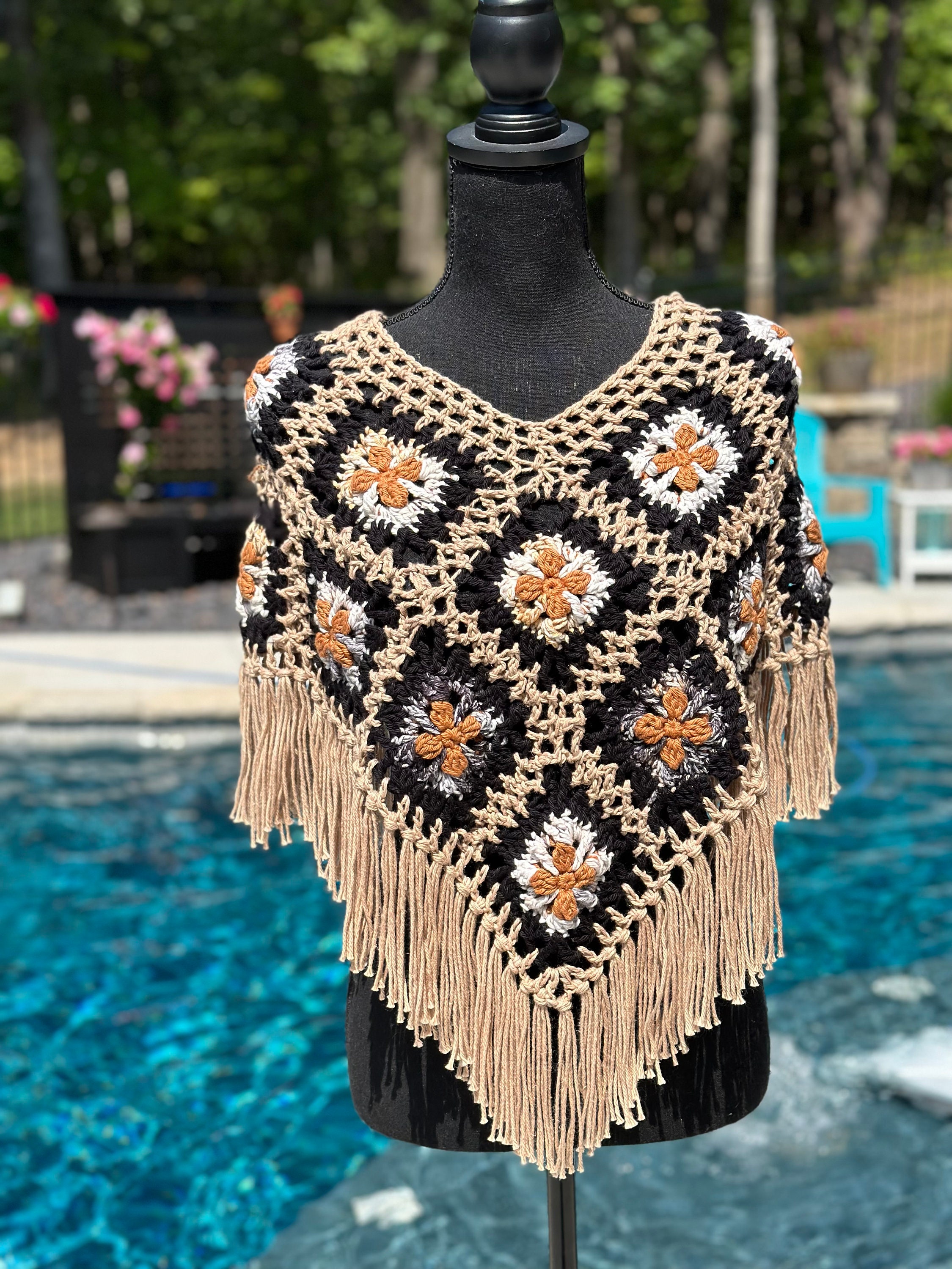 Esther's Poncho Crochet Pattern, Granny Square Poncho Esther's Poncho Crochet Pattern, Granny Square Poncho