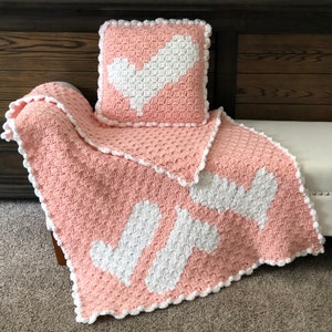 Wonky Heart Blankie & Pillow C2C Pattern, Corner to Corner Crochet Pattern, Crochet Blanket Pattern, Crochet Pillow Pattern, Kids Blanket image 4