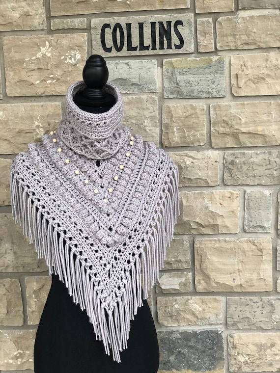 Boho Beaded Turtle Neckie Crochet 