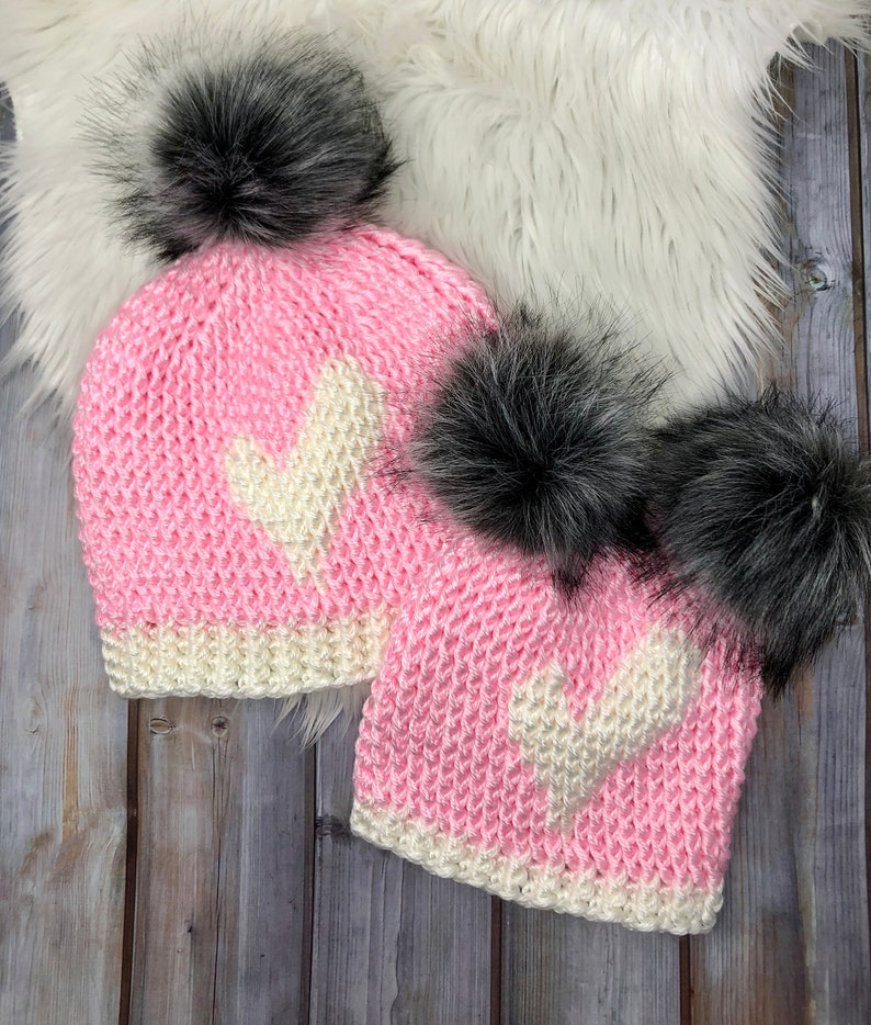 Wonky Heart Beanie Crochet PDF Pattern, Crochet Beanie, Heart Beanie, Valentine Hat, Kids Valentine Beanie, Ladies Valentine Hat, Tween image 4