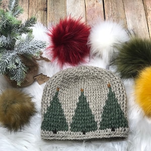 Berretto Tall Pines PDF modello all'uncinetto, cappelli all'uncinetto per bambini, cappello di Natale, berretto di famiglia, berretto dell'albero, accessori da uomo, moda da donna