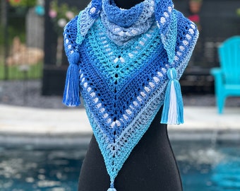 Amelia's Grace Triangle Scarf, Crochet Pattern, One Size Fits Most, Tassels, Shawl, DIY (PDF Digital Download)