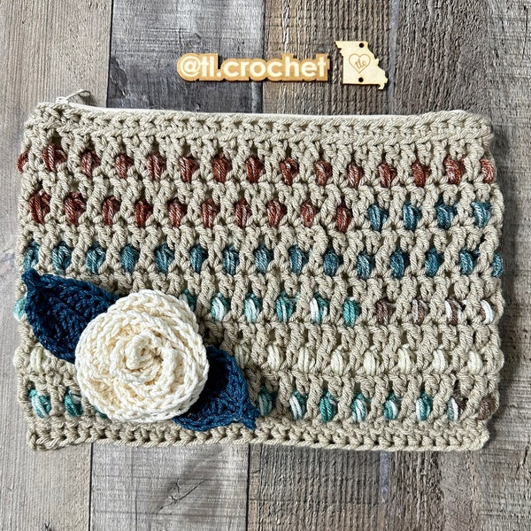 Jalousie Crochet Pouch Pattern, Digital PDF Crochet Pattern, Crochet Wristlet Pattern, Pencil Pouch Pattern, Makeup Bag, Cosmetic Bag