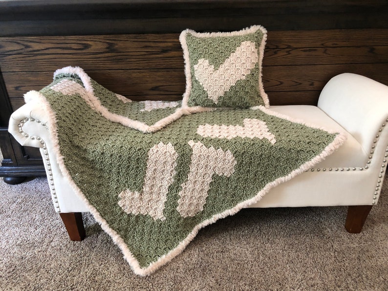 Wonky Heart Blankie & Pillow C2C Pattern, Corner to Corner Crochet Pattern, Crochet Blanket Pattern, Crochet Pillow Pattern, Kids Blanket image 6