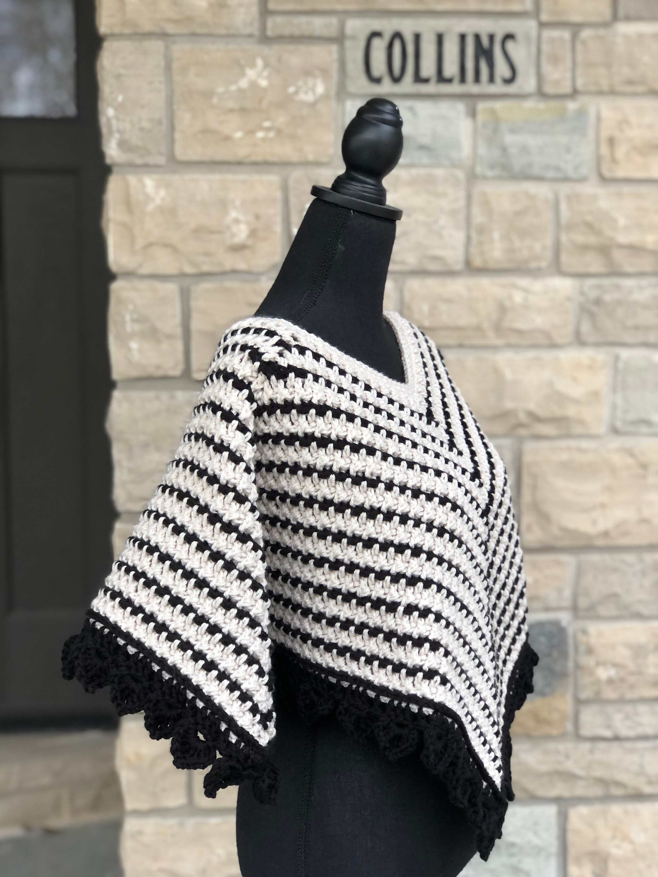 Salty and Striped Poncho, Crochet Pattern, Dense Texture (PDF Pattern