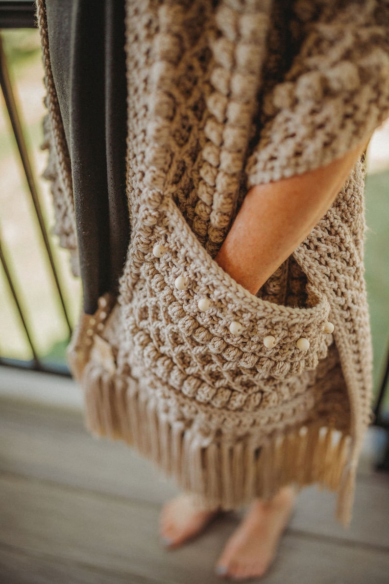 Boho Beaded Pocket Scarf Pattern Pocket Shawl Crochet Pocket Etsy Canada