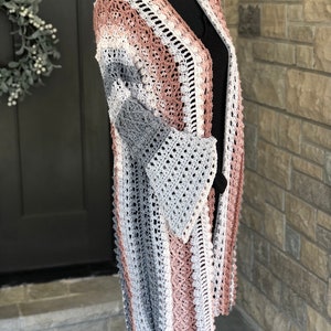 Boho Cardi Duster Pattern, Boho Crochet Cardigan, Boho Crochet Duster, Boho Cropped Cardigan, Fringed Cardigan, Cardigan with Bell Sleeves image 9