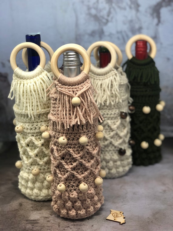 Boho Wine Tote Crochet Wine Tote Crochet Gift Bag DIY Wine
