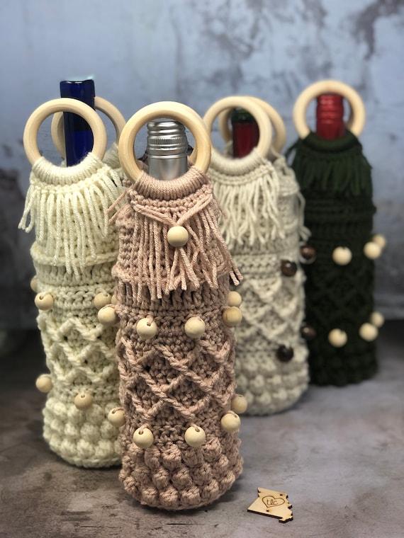 Boho Wine Tote Crochet Wine Tote Crochet Gift Bag DIY Wine