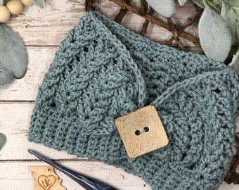 Francisco Ear Warmer Crochet Pattern, Button Headband (PDF Pattern), Kids Ear Warmer, Adult Headband, Headwrap