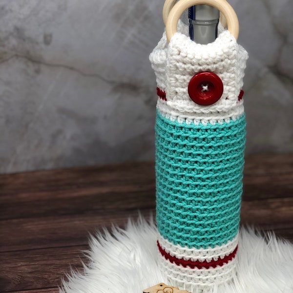 Simple Wine Tote, Crochet Wine Tote Pattern, DIY Wine Gift Bag, Winery Wedding, Wine Gift for Her, Wine Gift for Him, Wine Bottle Cozy