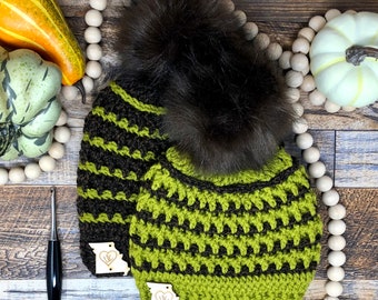 Salty & Striped Beanie, Crochet Pattern, Easy, Unisex, Hat, Toque, Adult Beanie, Kid Beanie, Digital Download (PDF Pattern)