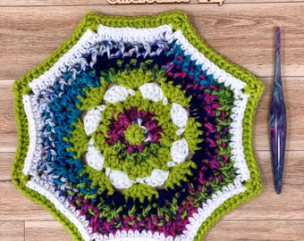 Magnolia OctoGranny Crochet Motif, Crochet Granny Square, Crochet Octagon, Crochet Blanket, Crochet Afghan, Crochet Throw, Crochet Trivet