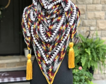 Thundersnow Triangle Scarf, Crochet Scarf Pattern, Crochet Shawl