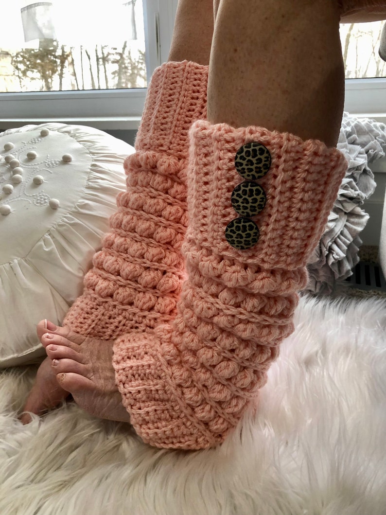 Stonebridge Leg Warmers, Crochet Leg Warmers, Yoga, Ballet, Exercise, Leg Warmers, Crochet PDF Pattern, Decorative Buttons, Mommy and Me image 7