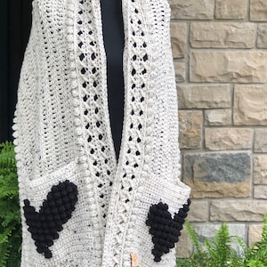 Wonky Heart Pocket Scarf Pattern, Bonus Pocket Designs, Shawl, Neck, Fun, Crochet, Gift, DIY  (PDF Pattern)