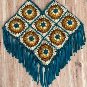Dolores Grandma Square Instructions, Crochet Poncho Instructions, Crochet Triangle Instructions, Crochet Grandma Square Pattern, PDF Digital