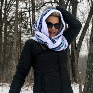 Cagoule infinity ThunderSnow, modèle PDF de capuche au crochet, modèle écharpe à capuche, écharpe au crochet, capuche au crochet, écharpe infinity pour capuche au crochet, capuche