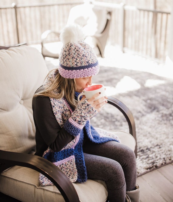 Jazzy Pattern Bundle, Crochet Beanie, Pocket Scarf  display picture 1