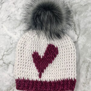 Wonky Heart Beanie Crochet PDF Pattern, Crochet Beanie, Heart Beanie, Valentine Hat, Kids Valentine Beanie, Ladies Valentine Hat, Tween image 6