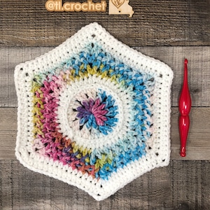 Ashford Granny Hexi, Crochet Granny Square, Crochet Hexagon, Crochet Motif, Crochet Afghan, Crochet Throw, Crochet Blanket, Bed Scarf