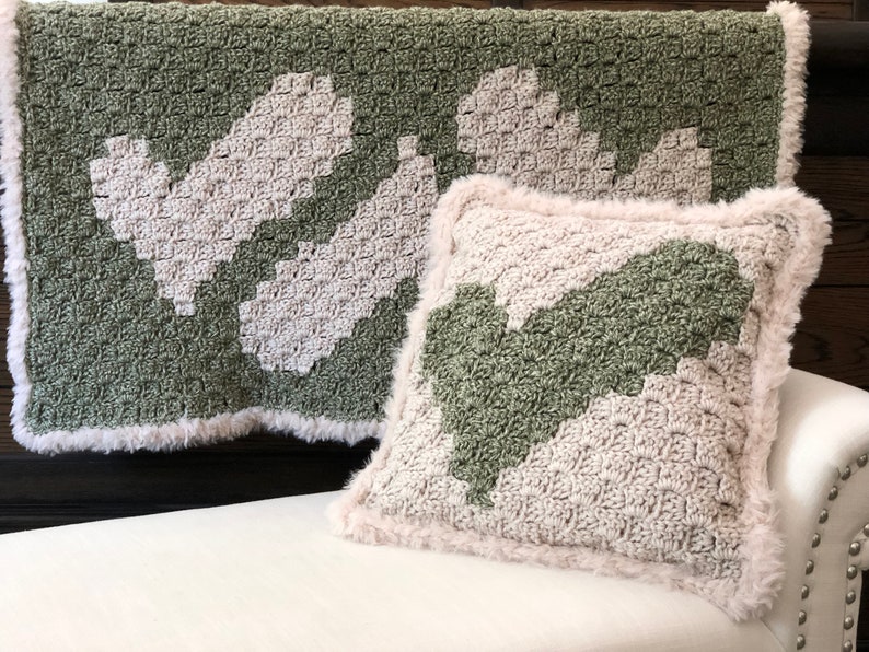 Wonky Heart Blankie & Pillow C2C Pattern, Corner to Corner Crochet Pattern, Crochet Blanket Pattern, Crochet Pillow Pattern, Kids Blanket image 5