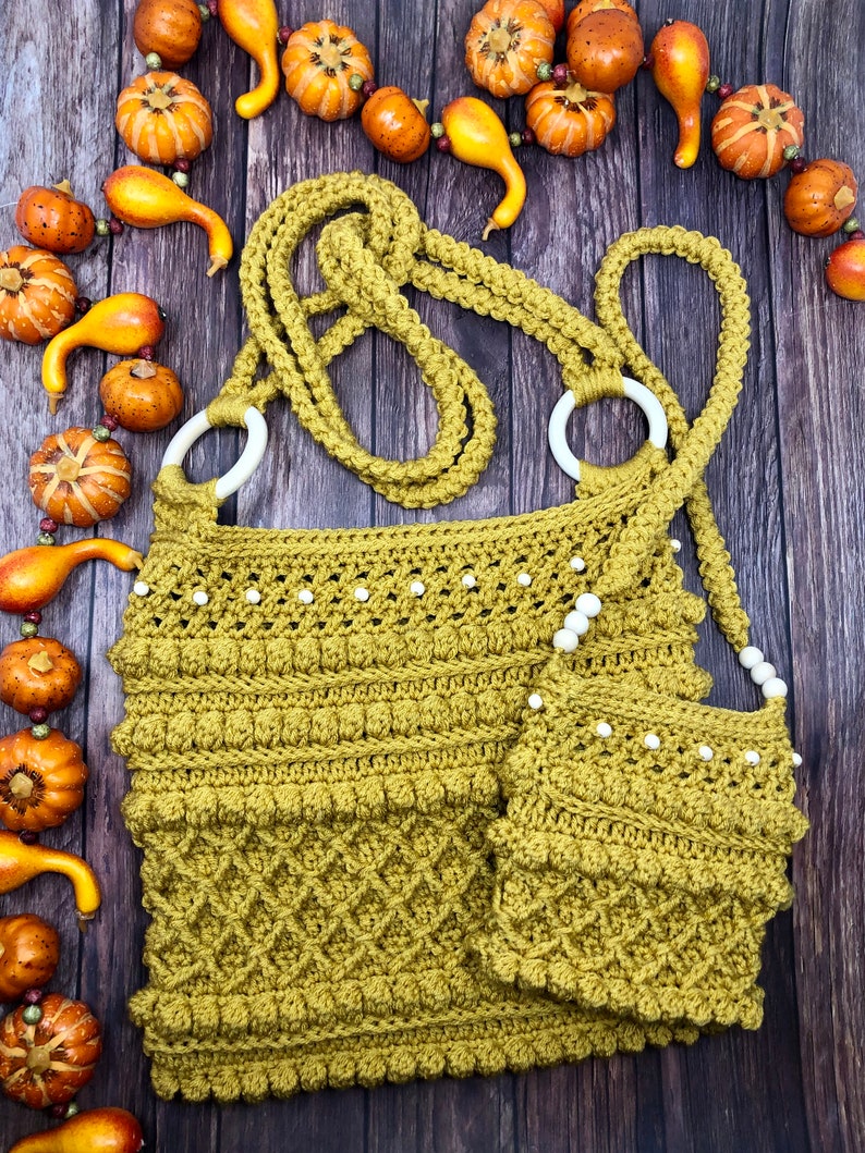 Boho Beaded Cross Body Crochet Purse Pattern, Crochet Purse PDF, Mommy & Me Purse, Crochet Cross Body Purse, Cross Body Bag, Boho Purse image 8