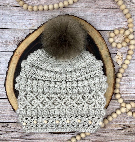 Boho Beaded Beanie Crochet PDF Pattern 
