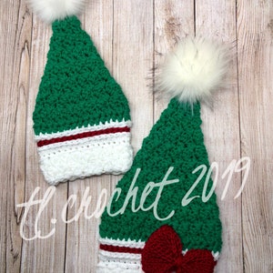 Patrón de crochet en PDF para gorro de Papá Noel con estilo jazzy, gorro de elfo para adolescentes, gorro de elfo, gorro de Papá Noel para niños, gorro de Papá Noel para bebés, patrón de crochet, gorro para hombre, gorro para mujer