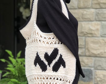 Triple Wonky Heart Market Bag Crochet PDF Digital Download Pattern, Crochet Market Bag, Crochet Tote Bag, Boho Market Bag, Slouchy Crochet