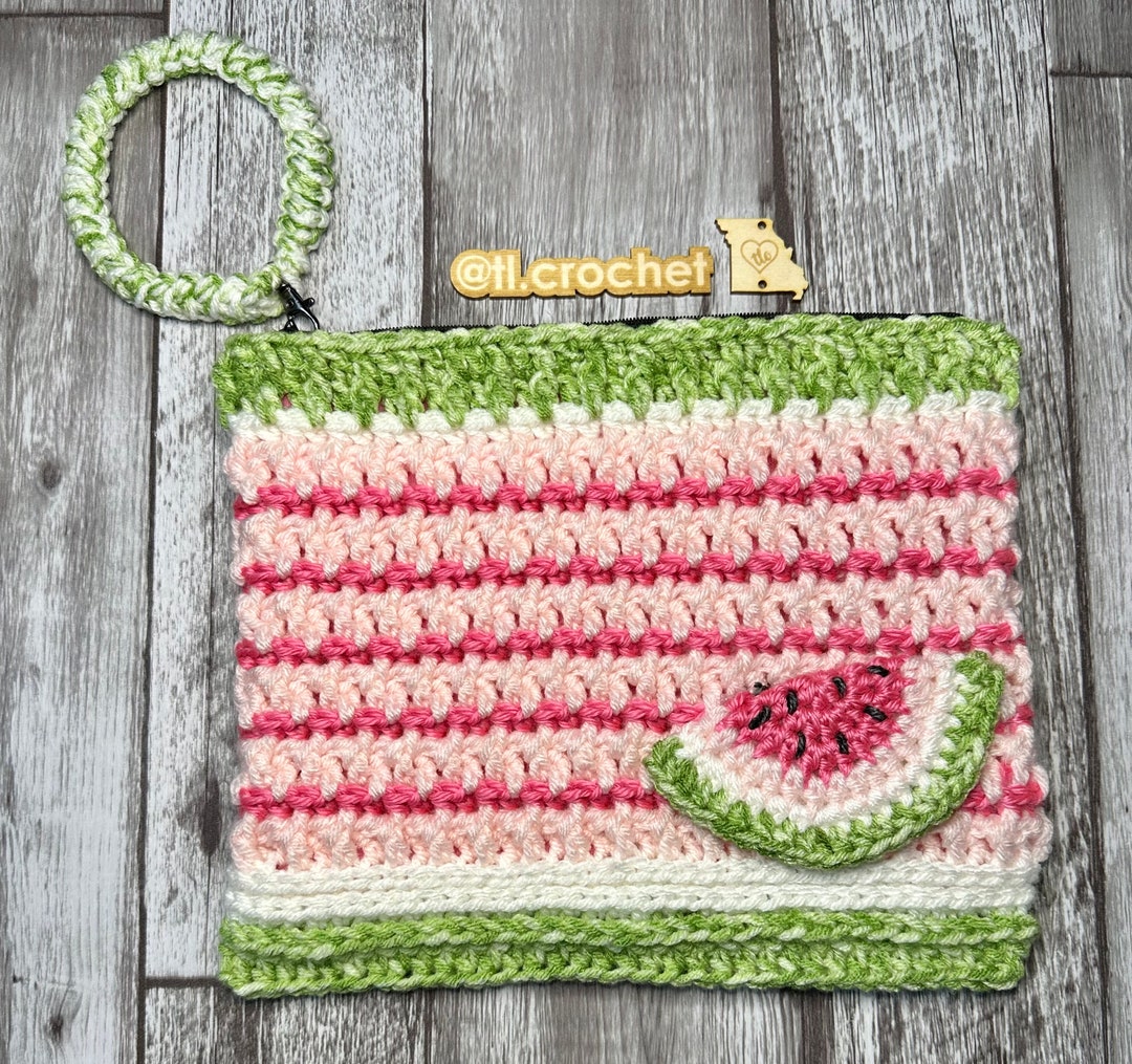 Salty & Striped Pouch Crochet Pattern, Crochet Cosmetic Bag, Crochet