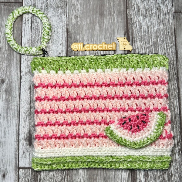 Salty & Striped Pouch Crochet Pattern, Crochet Cosmetic Bag, Crochet Pencil Pouch, Crochet Canvas Zipper Pouch, Crochet Pouch Pattern, PDF