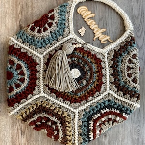 Coquin cartable au crochet, modèle PDF, modèle numérique au crochet, sac fourre-tout au crochet, sac de plage au crochet, sac hexagonal au crochet