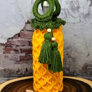 Pineapple Wine Tote Crochet Pattern PDF Download, Wine Cozy, Bottle Carrier, Wine Gift, Wine Tote, Crochet Wine Tote, Crochet Carrier