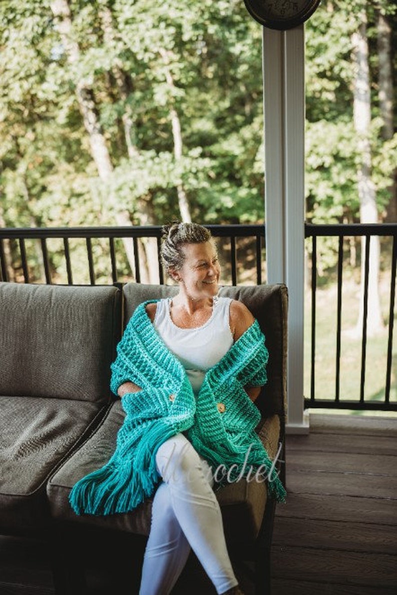 Turnberry Pocket Scarf Crochet Pattern, Pocket Shawl Crochet Pattern, Boho Pocket Scarf Pattern, Pocket Shawl Pattern, Crochet Scarf Pattern image 9