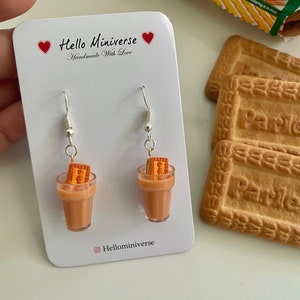 Miniature Chai Biscuit Earrings -Miniature Food Jewelry, Food earrings, Food Jewelry, Morning Snacks ,Tea Lover