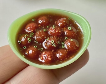 Handmade Miniature Manchurian Bowl Fridge Magnet | Clay Food Art Collectible | Unique Kitchen Décor & Gift for Food Lovers