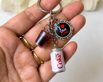 Miniature Diet Coke Can Keychain, Handmade Drink Charm, Mini Food Keychain, Cute Drink Keychain, Charm Gift, Tiny Beverage, Drink Cup Charm