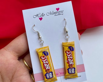 Orecchini a 5 stelle in miniatura - Gioielli a forma di cibo in miniatura, Orecchini a forma di cibo, Gioielli a forma di cibo Orecchini a forma di cibo in miniatura