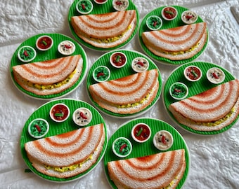 Miniature masala Dosa Fridge Magnet ,indian food miniature, south indian food lover , Antique Rare South Indian Things, Clay South Platter