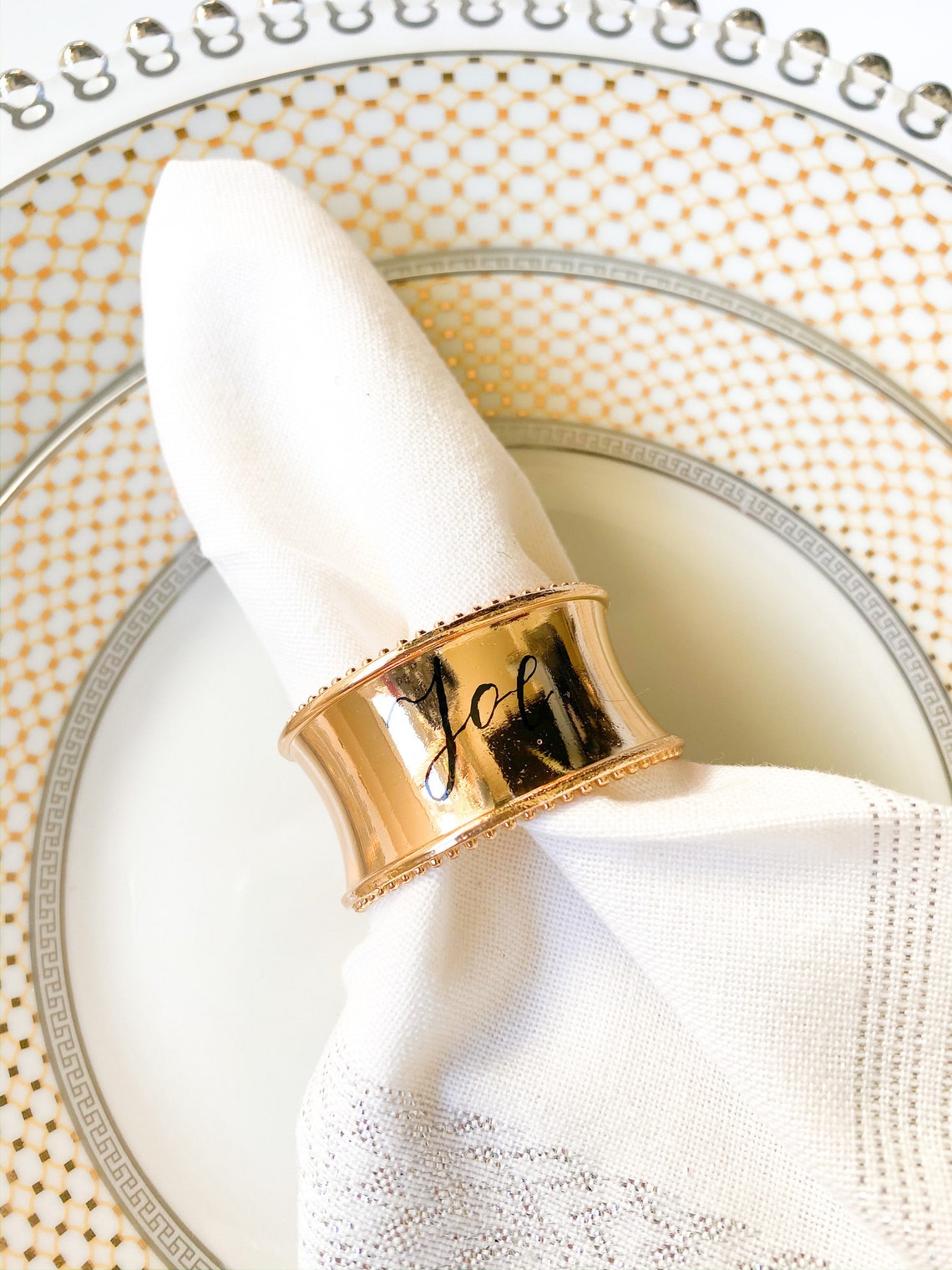 Gold napkin ring wedding place cards Calligraphy wedding Etsy