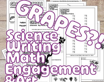 2nd Grade Grapes Worksheet Packet – Math, Writing, Science, Art (Printable)