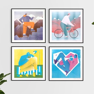 Set of 12 illustration. One for each month. Hight quality riso print with artist signature.