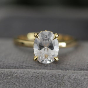 1.5 CT Oval Cut Moissanite Diamond Engagement Ring, Hidden Halo Anniversary Ring, Yellow Gold Wedding Ring, Anniversary Gift, Bridal Ring