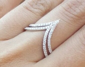 V Shape Diamond Ring Etsy