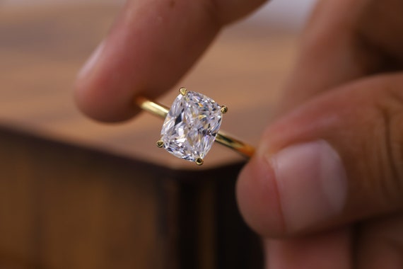Gold cushion cut ring discount