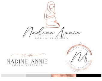 Doula Logo Design, Calligraphy, Feminine, Branding Kit, , Birth Doula Logo, Business stamp, Branding Kit, Pregnancy Logo